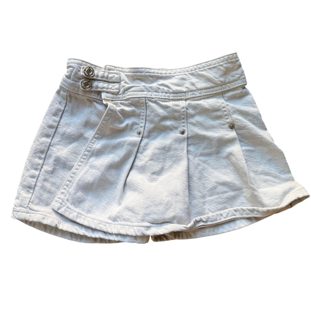 Zara Skort Off White Denim Pleated Front Kids Size 8